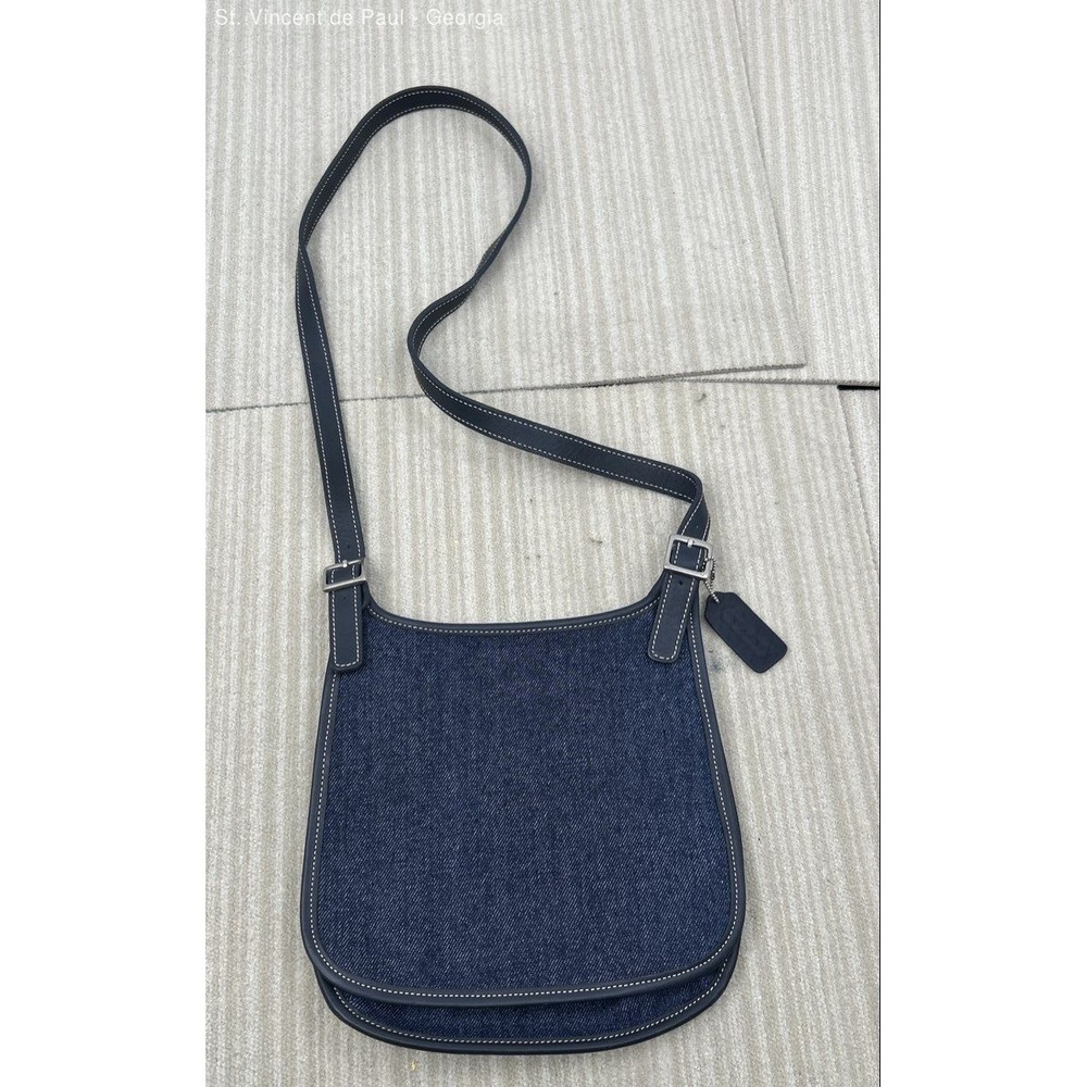 Vintage Coach Denim Hippie Flap Bag – Style 8114 – Blue Denim Made in Costa Rica - Picture 5 of 10